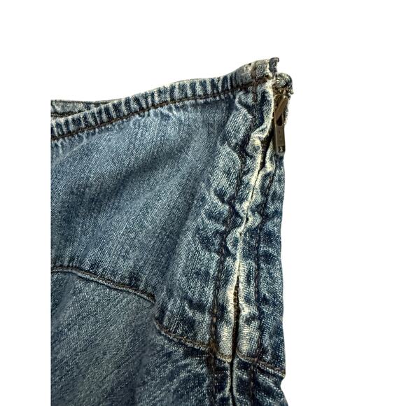 Vintage Y2K DKNY Jeans Denim A Line Patchwork Flowy Skirt L (10?) Retro Flare - Picture 11 of 12